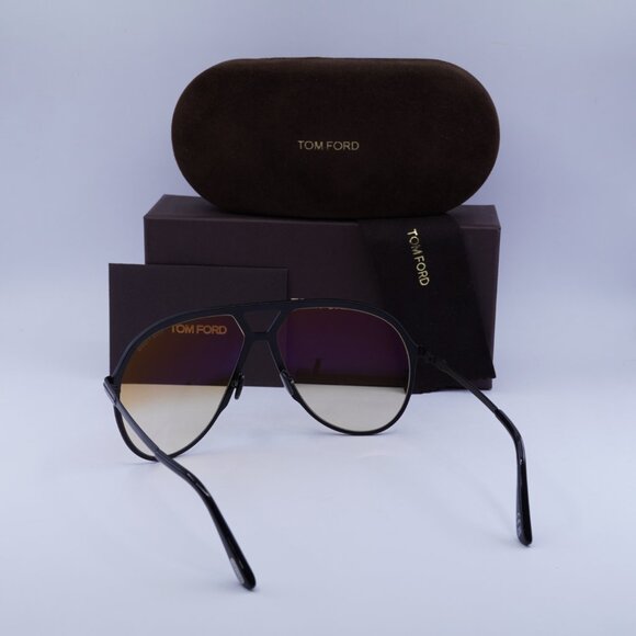 Tom Ford Xavier FT1060 01F Aviator Sunglasses - Shiny Black/Gradient Brown - Picture 11 of 11